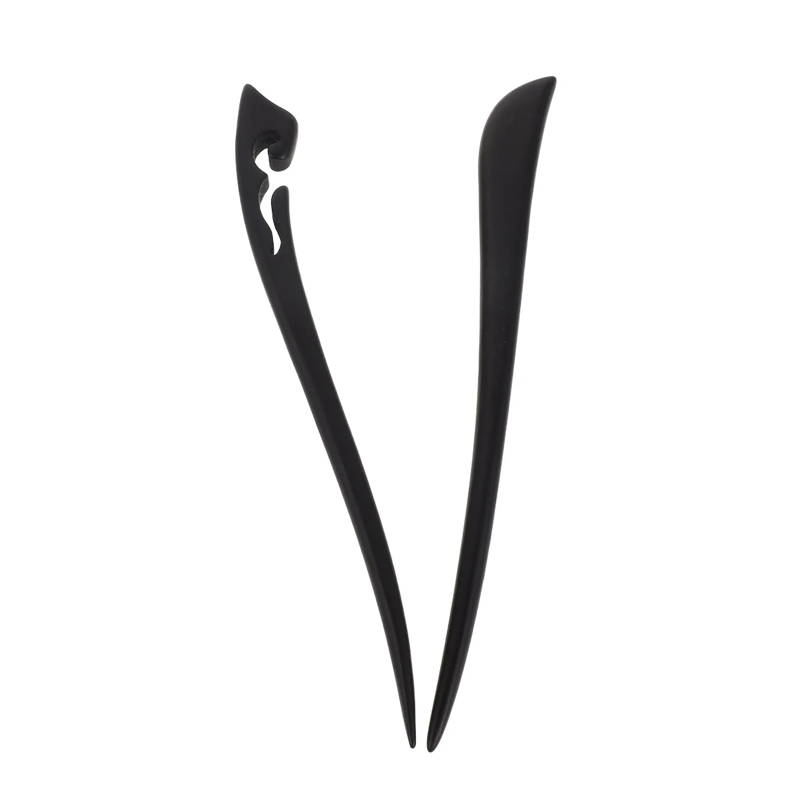 

2 шт. черные деревянные шпильки для волос из эбенового дерева ручной работы, китайские заколки в ретро-винтажном стиле для пучка, элегантные, традиционные