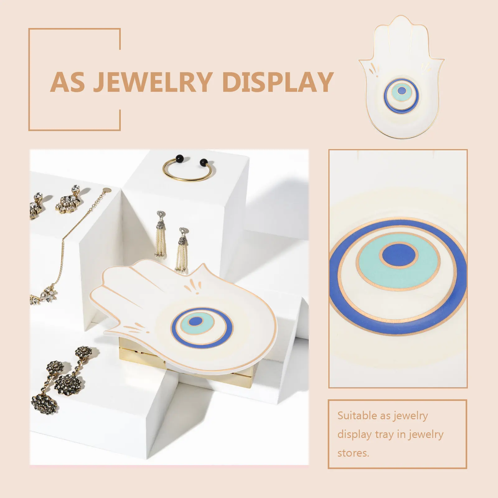 

Buddha Hand Shape Ceramic Jewelry Tray Elegant Jewelry Display Storage Plate for Rings Earrings Necklaces Home Decor Desktop