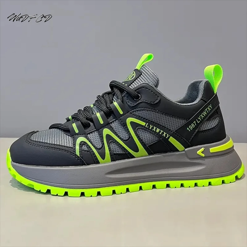 

Chunky Sneakers Mens Designer Retro Running Shoes Fashion Casual Leather Fabric Breathable Height Increased Platform Sport Shoes