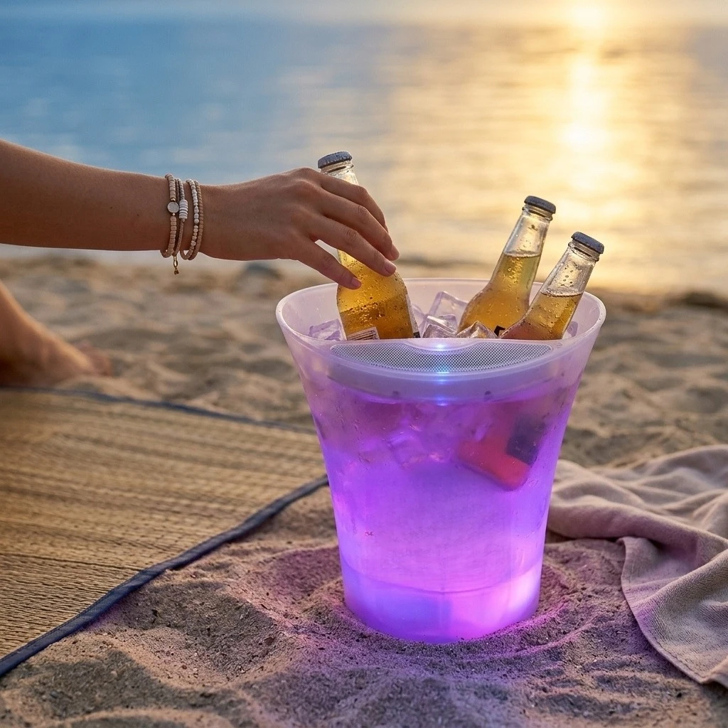 Bluetooth Music LED Ice Bucket Portable Speaker Beer Bucket for Camping Bar Barware Atmosphere Props Outdoor Party Home Decor