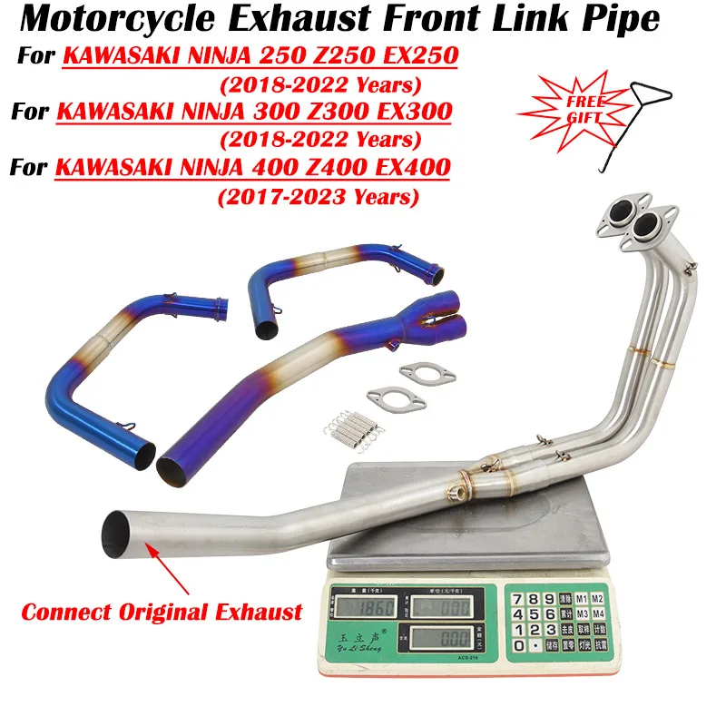 For Kawasaki NINJA 400 250 300 Z400 Z300 Z250 EX400 EX250 EX300 Motorcycle Exhaust Escape Modified Muffler Front Link Pipe