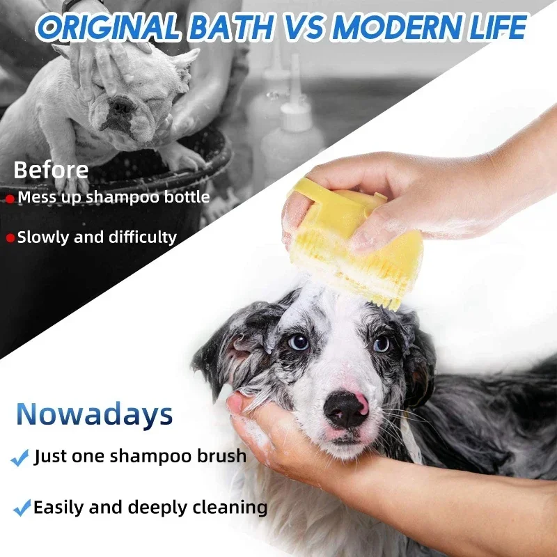 Pet Dog Shampoo Brush 2.7oz 80ml Cat Massage Comb Grooming Scrubber  for Bathing Short Hair Soft Silicone Rubber image 4