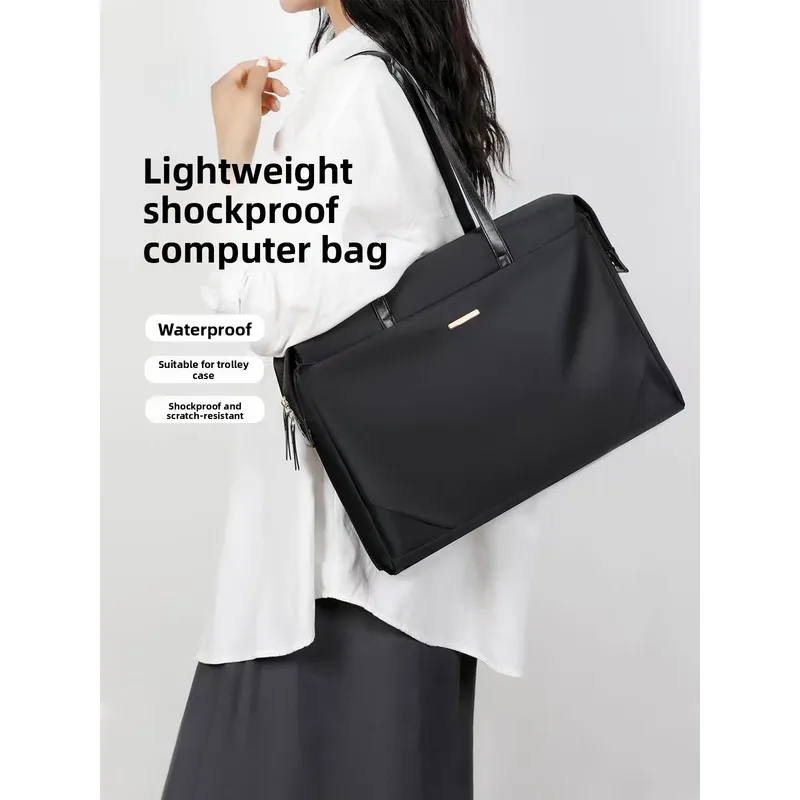 Fashion Large Capacity Commuter Tote Bag Lightweight Business Briefcase Women Laptop Handbag for 13 14 15 Inch Laptops