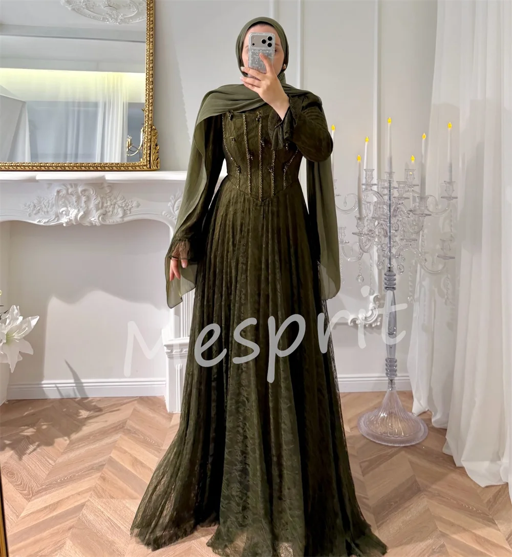 Customized Chinese Style Lace Sequined A-line Scoop Neck Long Bespoke Occasion Party Dresses Modern Sparkle