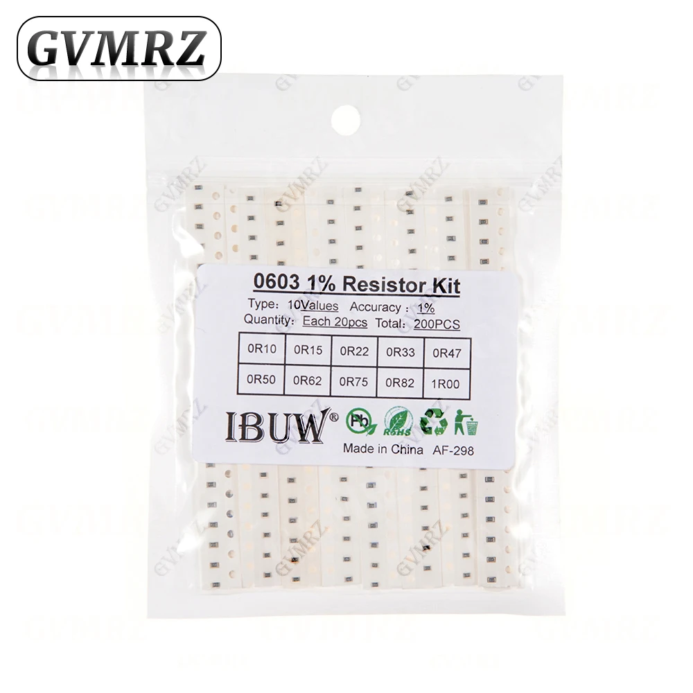 0201 0402 0603 0805 1206 1% 5% SMD Resistor Assorted Kit 1R-1M 10K 100K 1K 100R Resistance Set DIY 1R00 0R82 0R47 0R33
