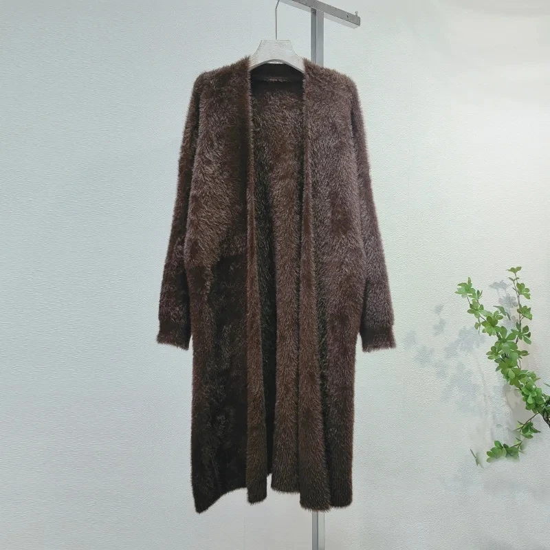 Soft Knitted Cardigan Sweater Women Spring Autumn Loose Large Size Lazy Wind Imitation Mink Velvet Long Coat Furry Cardigans