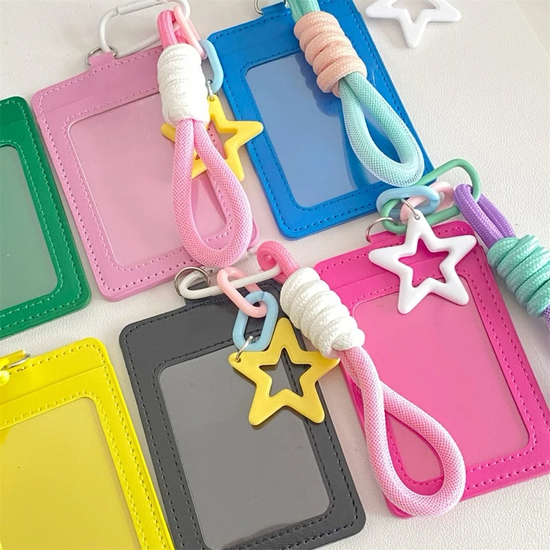 Cute Candy Color Card Set Colorful Woven Rope Keychain Card Fashion Bus Card