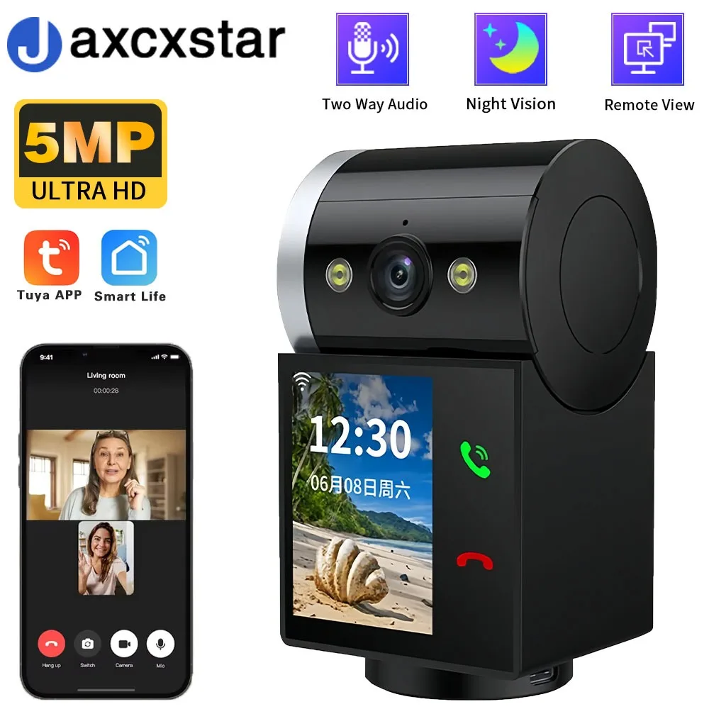 

5MP Smart Baby Monitor Camera with Auto Tracking - Indoor Wi-Fi PTZ, Tuya/Smart Life App, Night Vision, Motion Detection