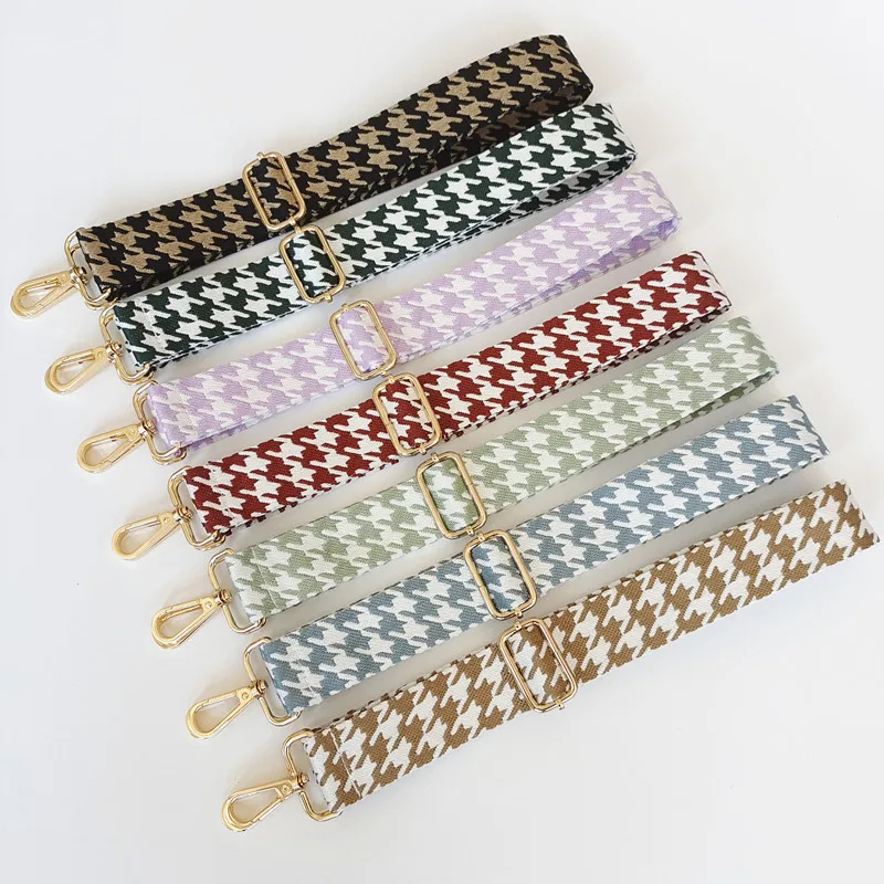 New Plaid Jacquard Webbing Women's Bag Shoulder Strap Accessories Embroidered Wide Shoulder Strap Extended Oblique Span Strap