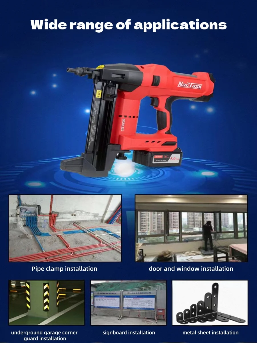 NailTask-90S2 Cordless lithium nail gun with dual batteries Home RenovationLithium-powered Steel Nail Gun, Multi-functionn