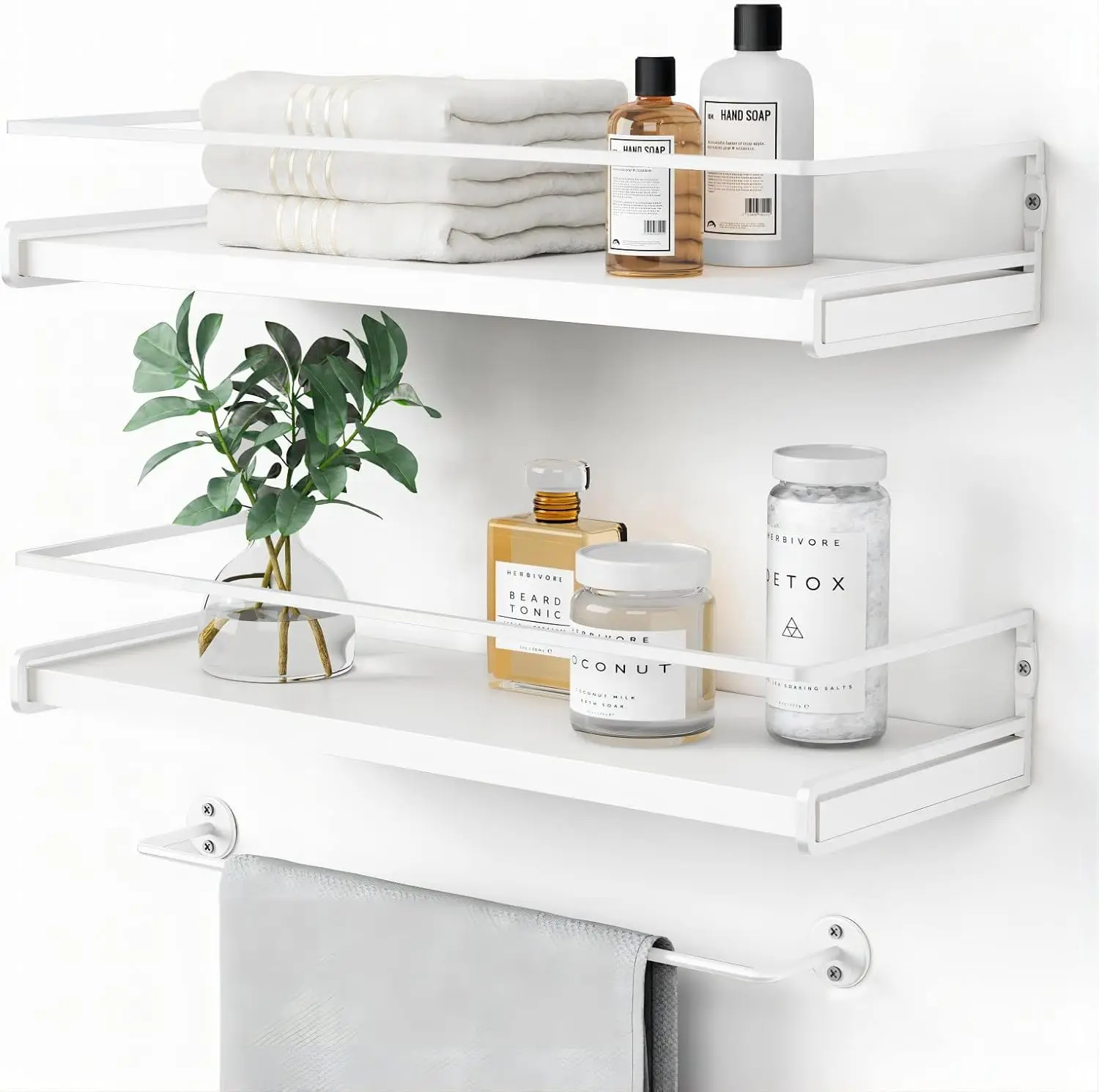 

Bath Shelves for Wall Set 2, White Nursery Floating Book Shelves for Kids Rm, Small Wall Mount Bookshelf and Toy Strg Org fo