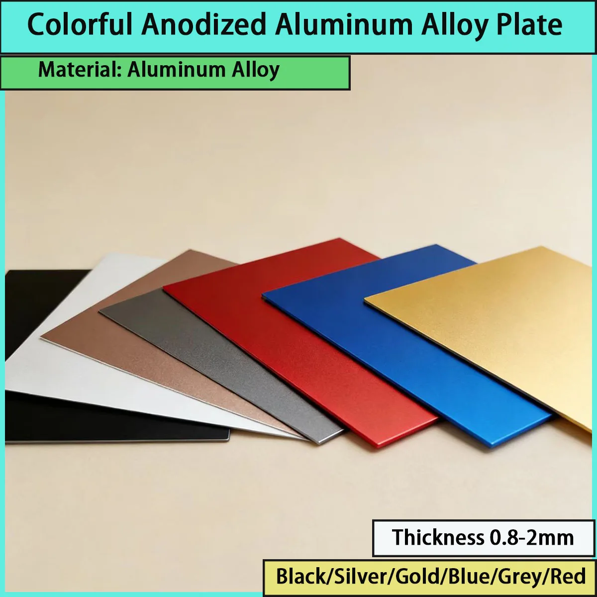 0.8-2mm Thick Colorful Anodized Aluminum Alloy Plate for Building Decoration, Furniture Panels, Etc