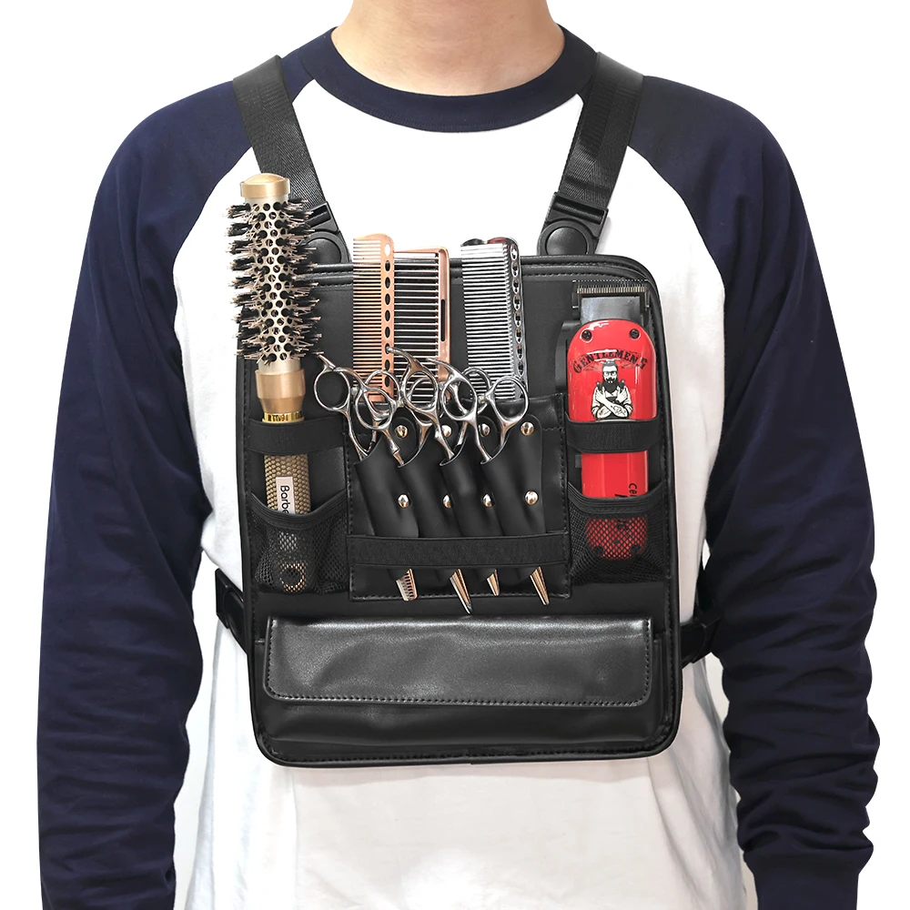 Barber Chest Bag Hairdresser Scissor Bag Double-layer Multi Pockets Lightweight Space Saving Hair Clipper Combs Organizer Tools