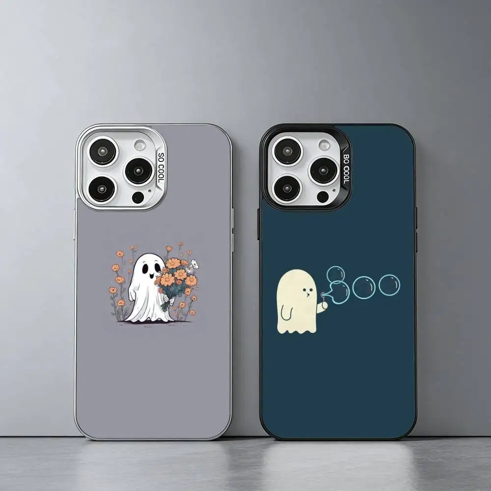 

P-Playful G-Ghost Phone Case For iPhone 17,16,15,14,13,12,11 Plus,Pro Max,XS,Colored silver phone case