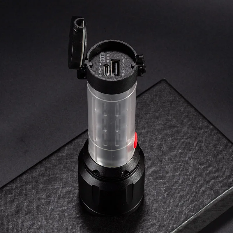 Laser 5050 Wick Rechargeable Zoom Flashlight with Side Light LED Charging Bank Function Long-range Outdoor Lighting Torch