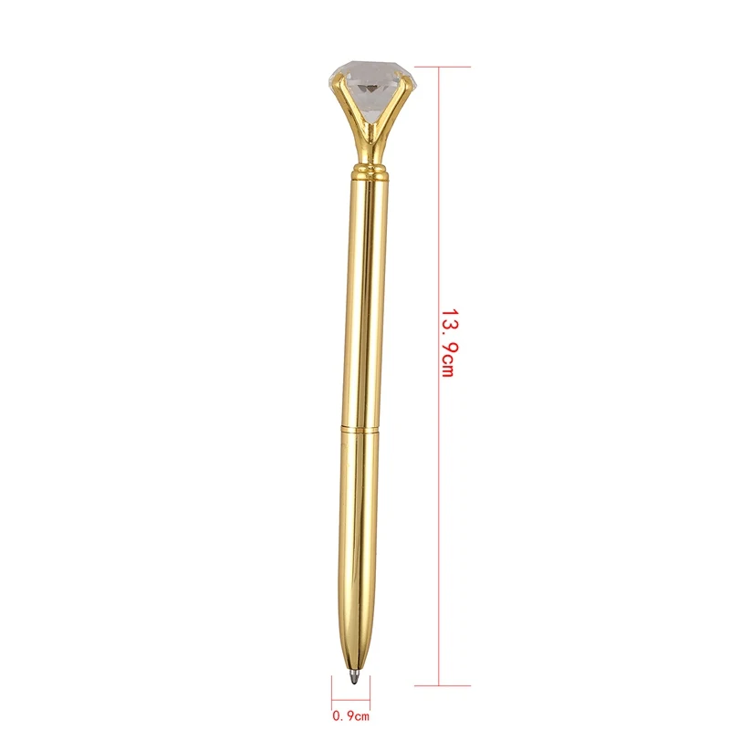 Kawaii Ballpoint Pen Alloy Ball Pen With Large Diamond Black Refill Pen Fashion School Office Supplies