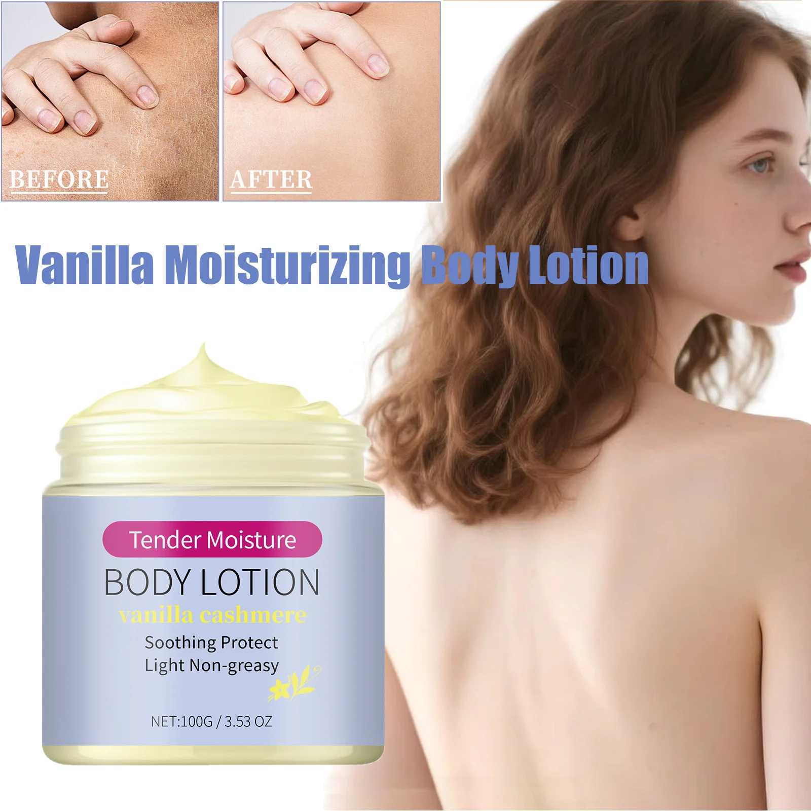 

Легкий увлажняющий лосьон для тела с ванилью и кашемиром, питательный, для сухой кожи, нежирный, 24-часовое увлажнение для всех типов кожи