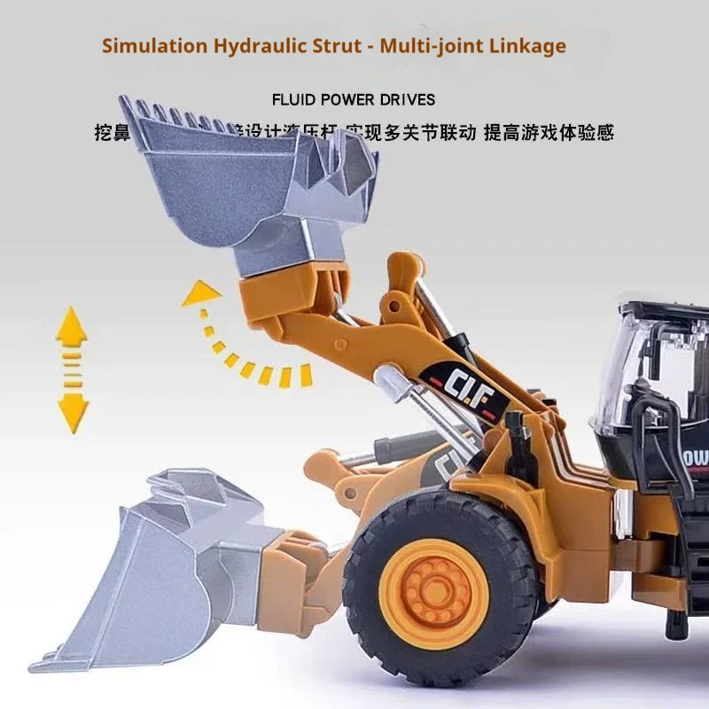 Simulación de la serie de vehículos de ingeniería, modelo doblador de carretera con detalles ligeros y desmontables, juguetes móviles, detalles ricos para niños