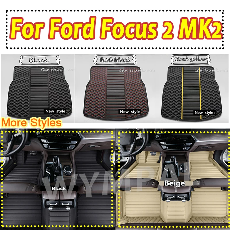 

Роскошный индивидуальный автомобильный коврик из искусственной кожи для Ford Focus 2 MK2 2007 2008 2009, защита аксессуара для салона вашего автомобиля