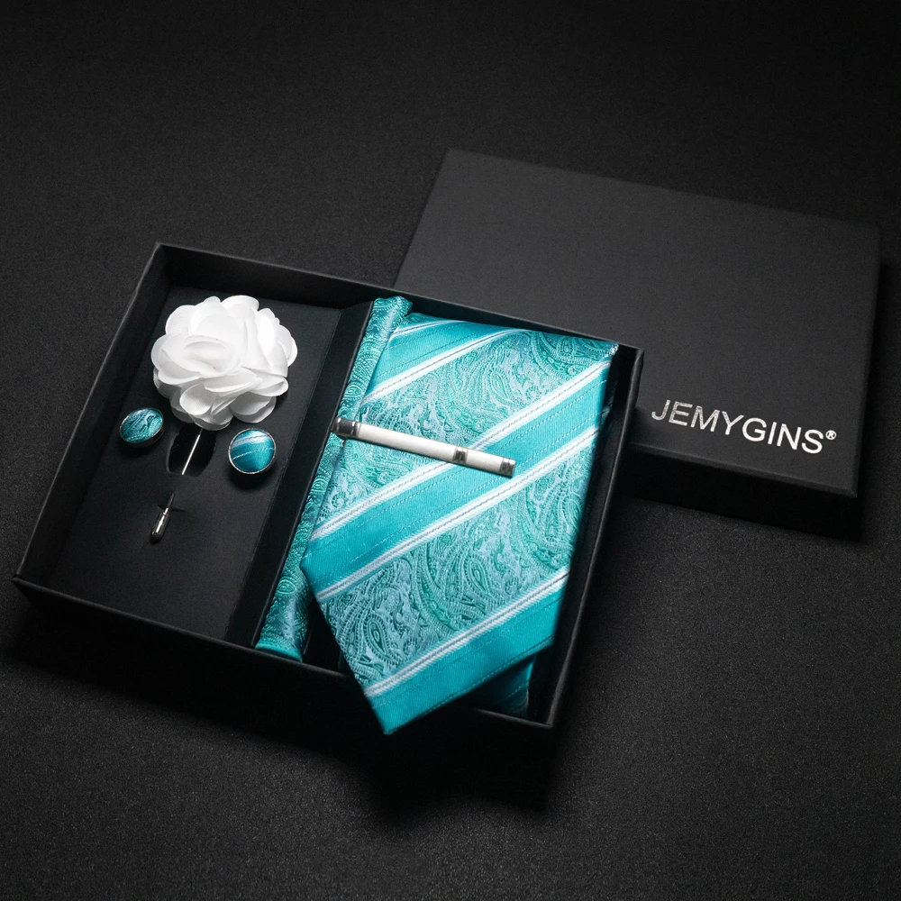 Weinrote Herrenkrawatte, Paisley-Seidenkrawatte, Einstecktuch, Manschettenknöpfe, luxuriöses Geschenkbox-Set, Hochzeitskrawatte, Accessoires, Krawatte für Herren – Detail 7