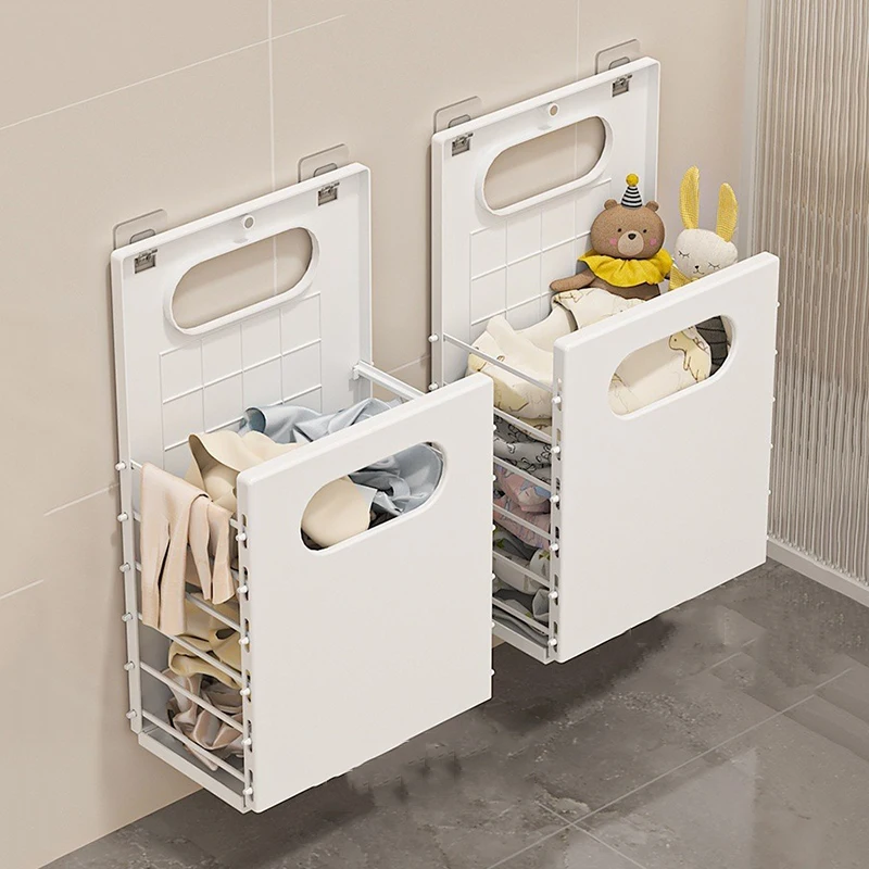 

Пластиковые корзины для хранения, домашняя корзина для грязного белья, складная корзина для белья в ванной, органайзер для одежды, плавающая настенная стойка