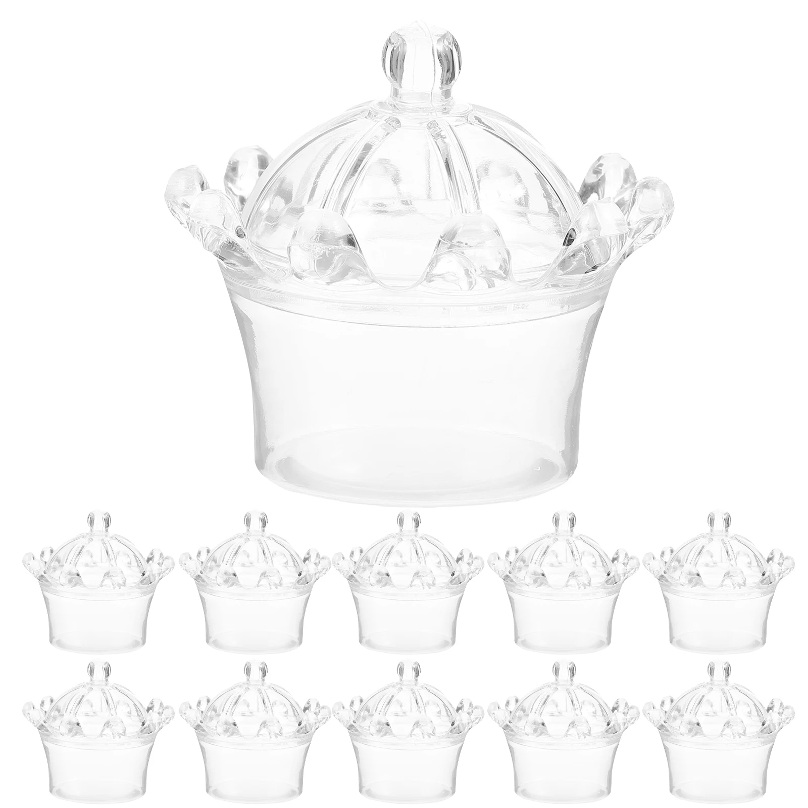 

24pcs Crown Shaped Candy Boxes Transparent Crown Party Favor Box European Gift Containers With Lids For Wedding Chocolate