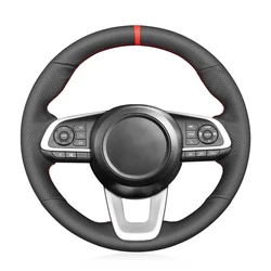 Black Faux Leather Car Steering Wheel Cover for Toyota Raize 2019-2024 Yaris 2023-2024