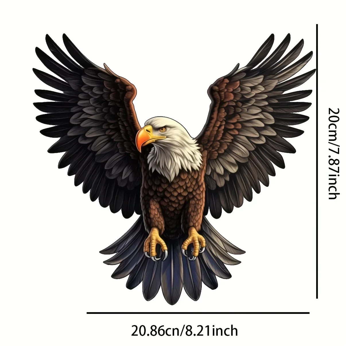 High definition picture of flying eagle with wings, car stickers, car doors, windows, and body stickers, covered with scratches