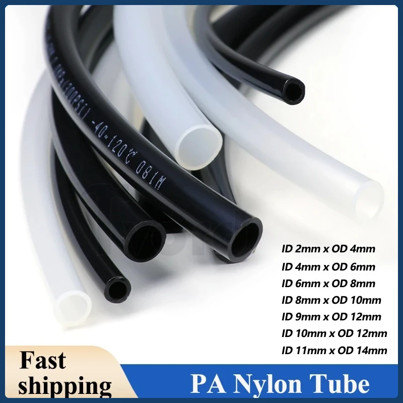 1/2/5/10m PA6 Nylon Tube 2mm 4mm 6mm 8mm 9mm 10mm 12mm Pneumatic Air Compressor Smooth Rigid High Pressure PA Oil Pipe