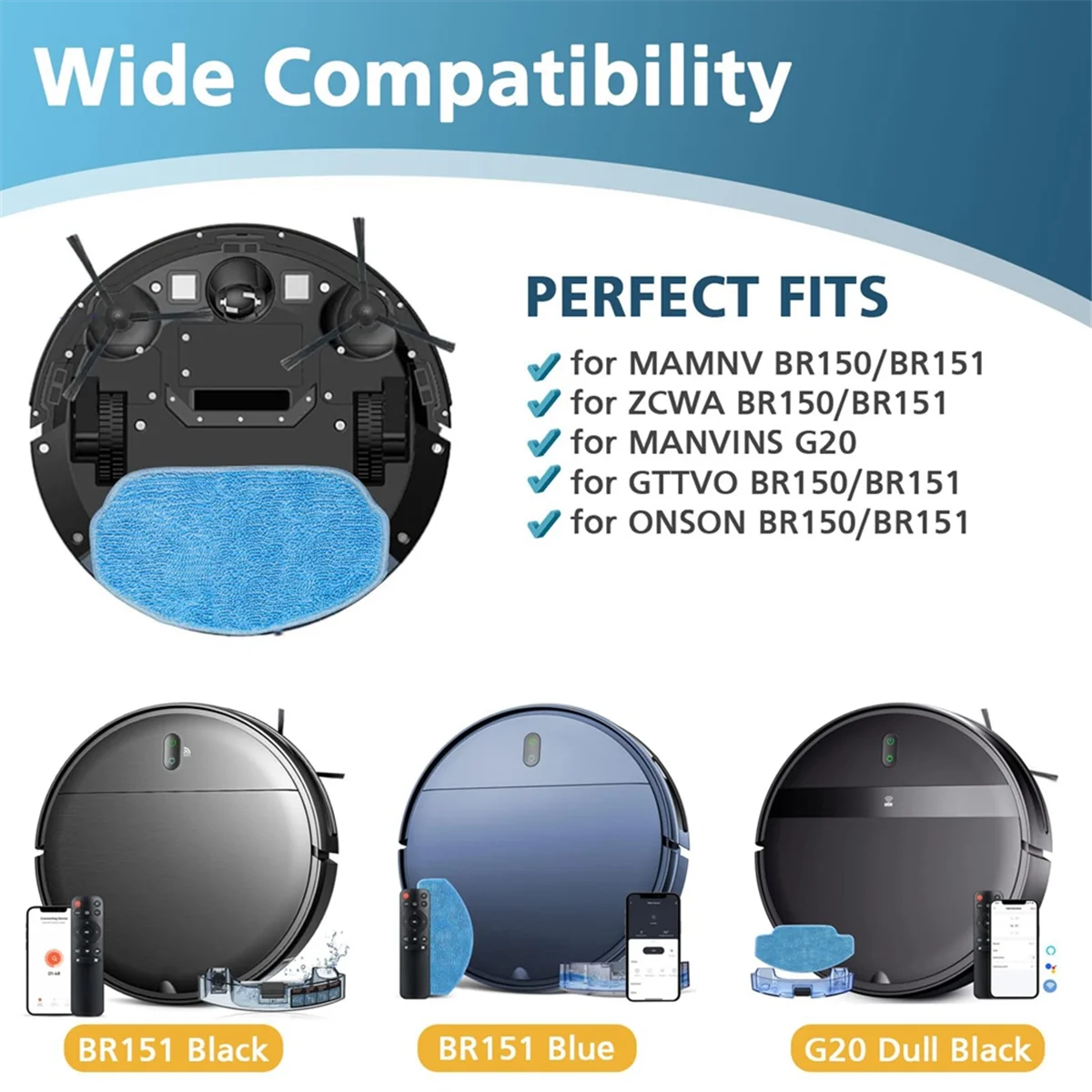 Популярные запасные части для MAMNV/ZCWA BR150/BR151, для MANVINS G20, для GTTVO BR150/BR151, для робота-пылесоса ONSON BR150/BR151