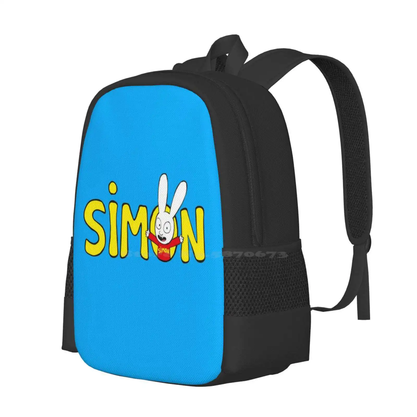 Simon Logo Pattern Design Laptop Travel School Bags Simon Rabbit Bunny Kids Cartoon Show Netflix