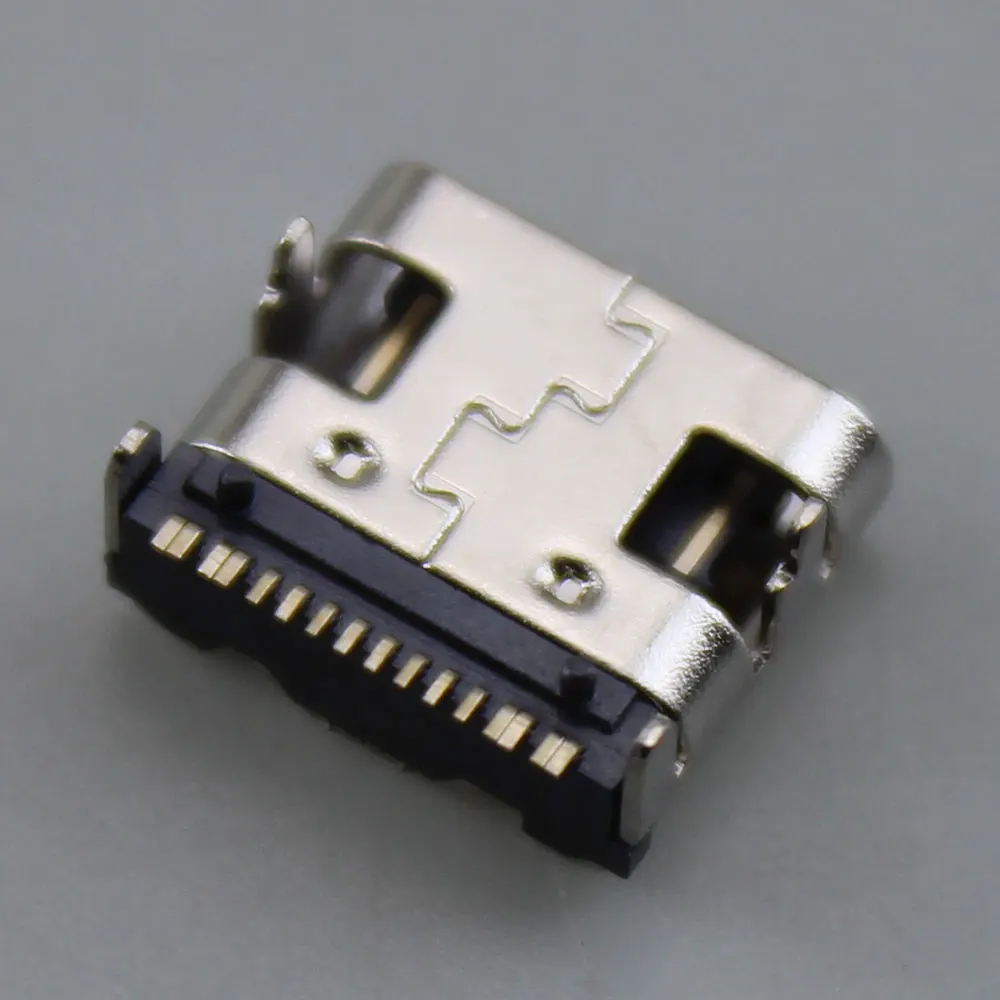 1-10Pcs  Micro USB-3.1 socket SMD Type-C female header 16P HD transmission interface 4 fixed pins Bidirectional Connector