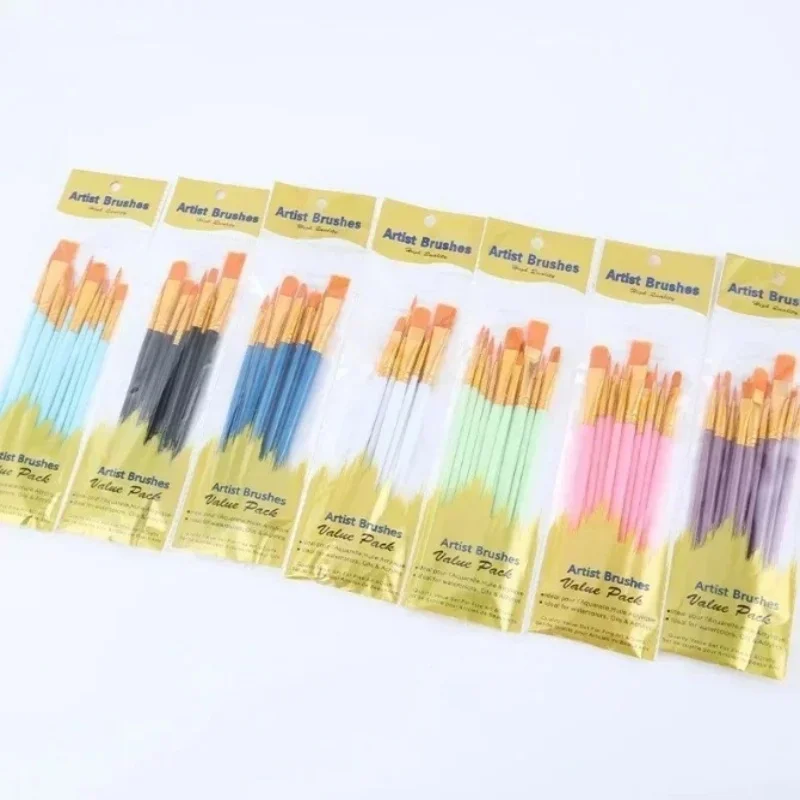 10-20 pcs Set Multi-Functional Watercolor Brush Pearlescent Blue Plastic Rod Multi-Color Nylon Hair Hook Line Gouache Oil Brush