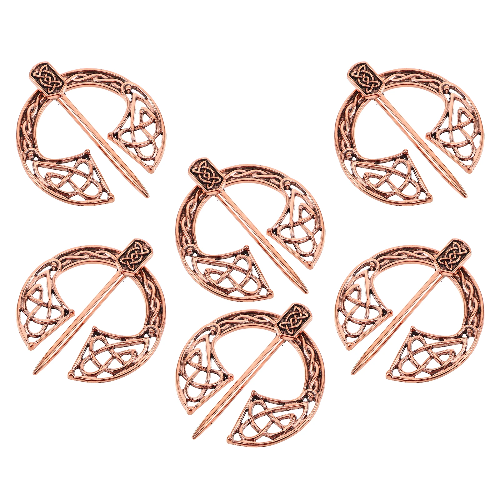 

6pcs 6 Retro Viking Brooches Sturdy Alloy Pins for Men Women Vintage Shawl Shirt Clothing Accessories Medieval Style