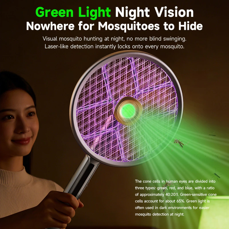 2026 New Upgrade 2 In 1 Electric Swatter Rechargeable Mosquito Killer Lamp Rotatable Foldable Telescopic USB Bug Zapper I image 6