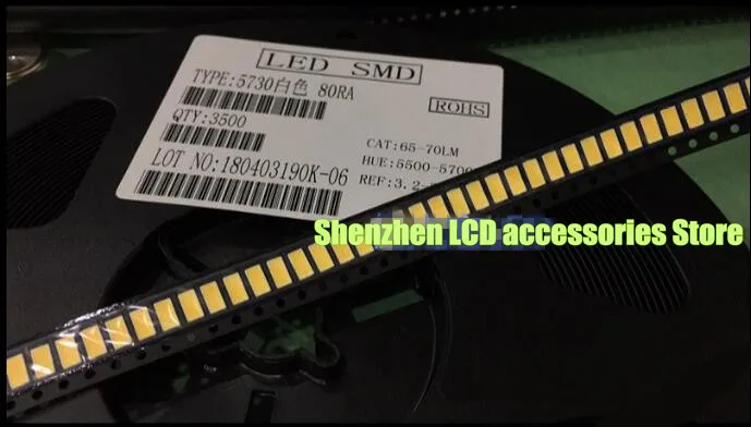 100 개/몫 led smd 5730 화이트 퓨어 화이트 0.5 w 5500 k 색 온도 사진 램프 65-70lm 80ra