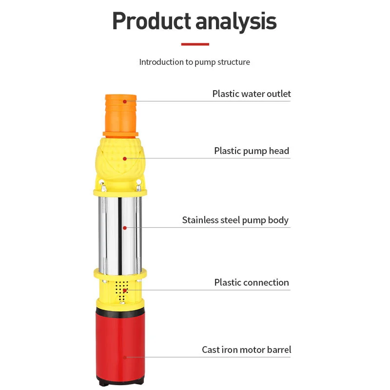 High Quality DC12v 24v 48v Solar Water Pump High Lift Battery DC Impeller Pump Large Flow Deep Well Pump Submersible Pump