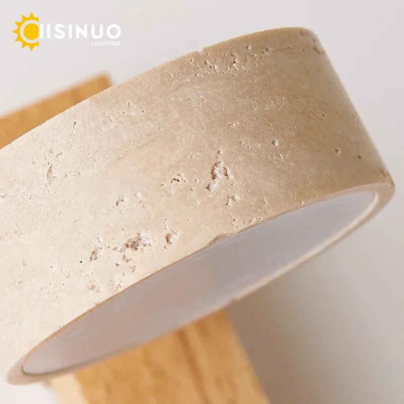 مصباح حائط خشبي على شكل كهف أصفر من حجر وابي سابي لغرفة النوم بجانب السرير والفندق والمقهى ومتجر ديكور منزلي عتيق #6