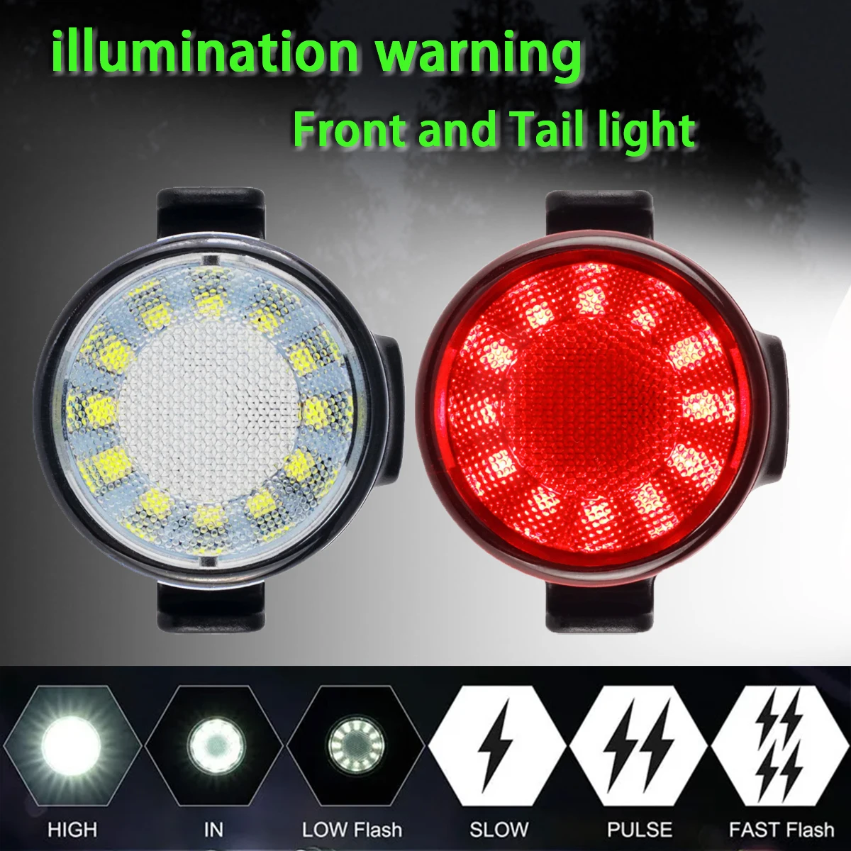 Bicycle front and rear light set 12 LED lamp beads Lamp Cycling safety warning light Waterproof  headlights MTB bike Taillight