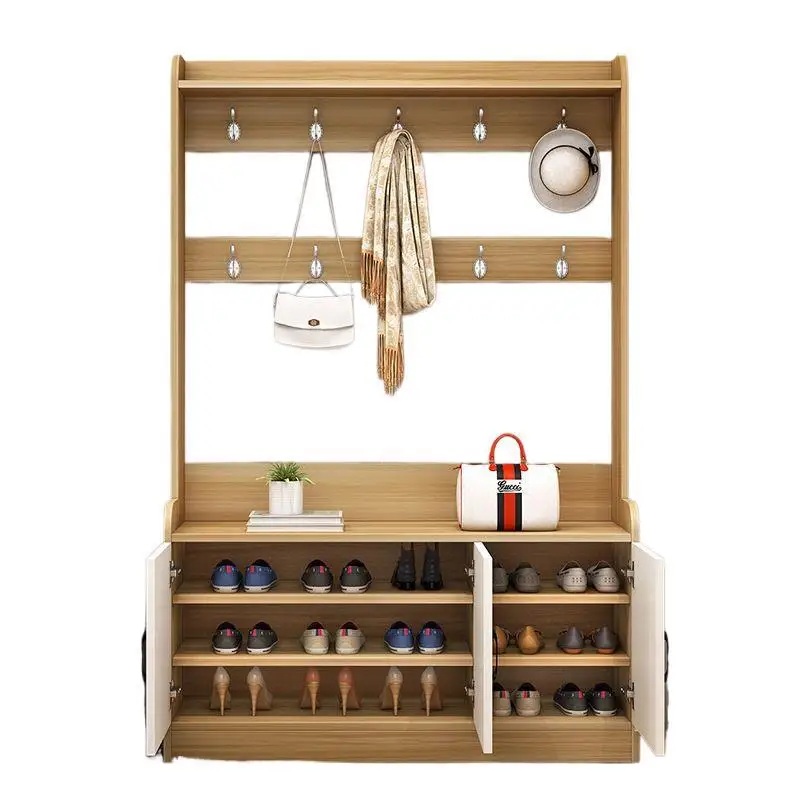 

Coat rack, shoe cabinet, shoe rack, integrated combination, door porch cabinet with hanger, shoe change stool, large-capacity
