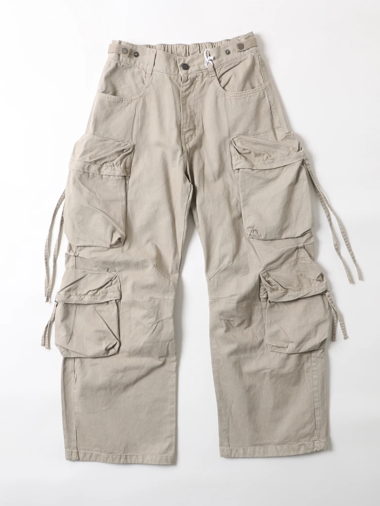 

American Sle Loose Wide Leg Casual Pants Men's Straight Leg Long Trousers Retro Wa Pure Cotton Youth Spring Faion