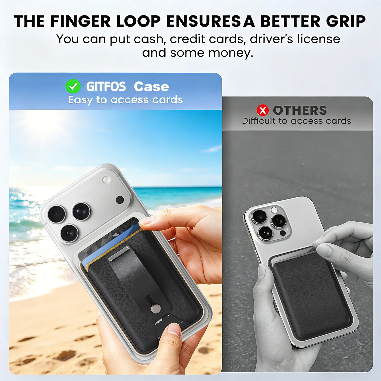 GITFOS MagSafe Card Holder Stand Wallet, 2in1 Magnetic Slim Wallet for iPhone 17/16/15/14/13/12, 7 Colors