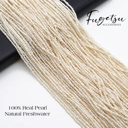 1string 1.8-2mm Natural Freshwater Cultured Pearl Mini Punch Bead Charms for DIY Women Men Necklace Jewelry Making Accessories