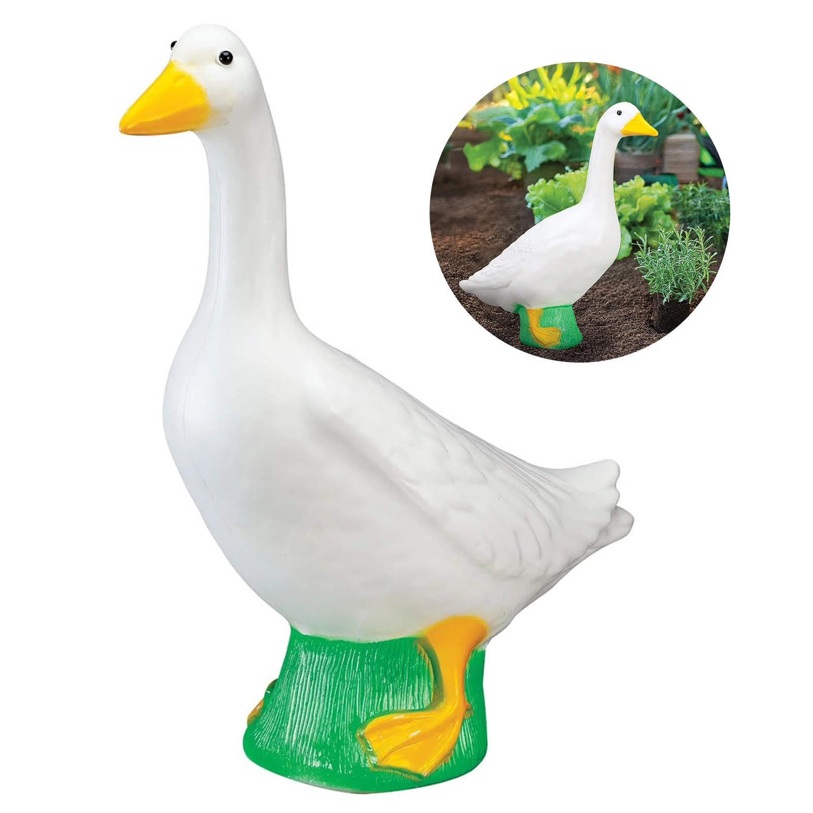 

18cm White Goose Figurine Unique Animal Statue Outdoor Garden Pond Ornament Lifelike White Goose Garden Decoration