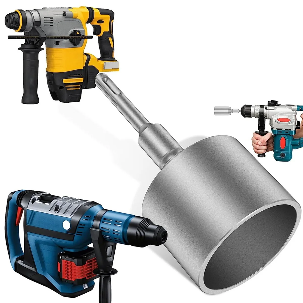 SDS-Plus T Post Ground Rod Driver, Drill Bit Driver Durable Hammer Drill Rod Converter for Hammer Drill Grounding Rods A