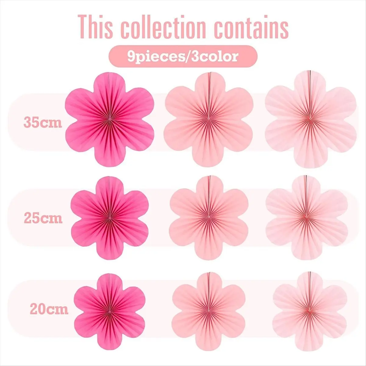 【HOT N07R】 Pink Paper Fan Flower Set Party Decorations Paper Fans, Floral Pom Poms, and Garlands for Weddings, Birthdays