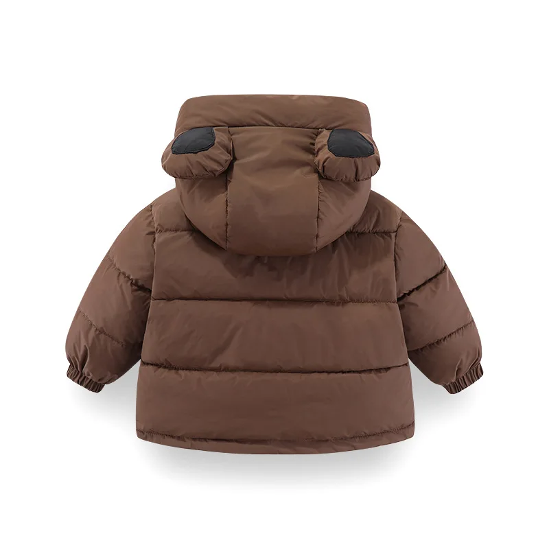 Autumn Winter New Boys Girls Jacket Solid Color Lining Plush Thick Warm Hooded Zipper Coat For 2-8 Years Kids Cotton Outerwear