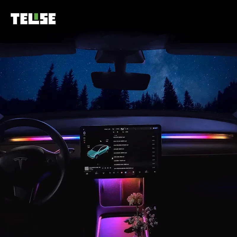 TEISE Interior Atmosfera Luz Led Sistema de Iluminação lâmpada esculpida a laser Tesa Atmosfera Luz para Tela Modelo Y