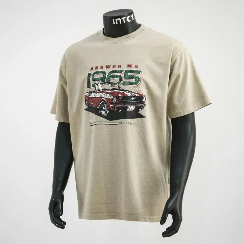 

Мужская футболка с короткими рукавами, лето 2026, свободный повседневный ностальгический трендовый топ с принтом в американском стиле ретро