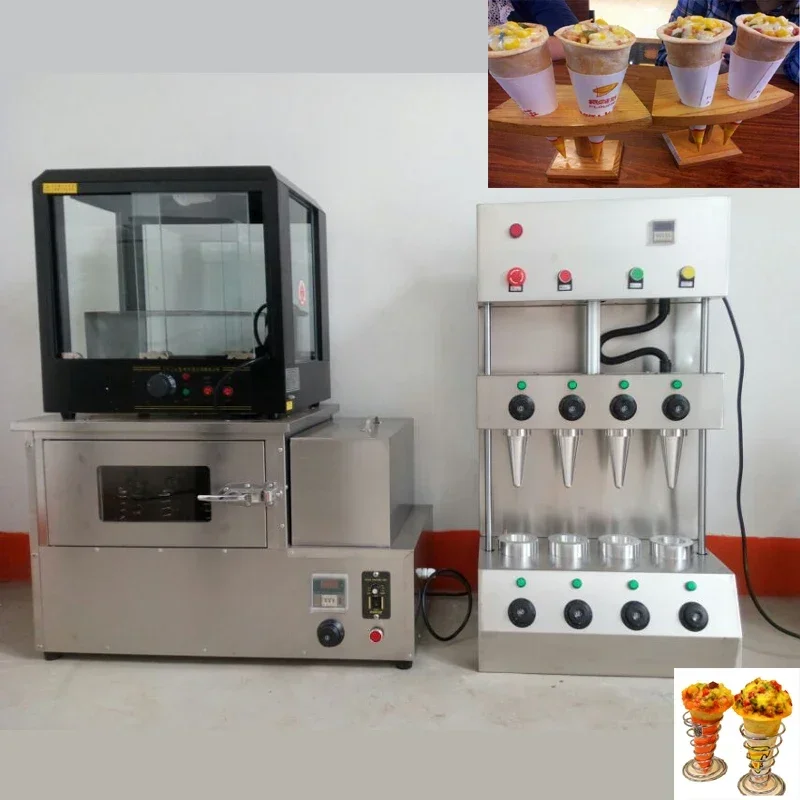 Máquina automática para hacer galletas y oblea de cono de azúcar enrollado para helado, máquina comercial para hacer conos de huevo y gofres para Pizza
